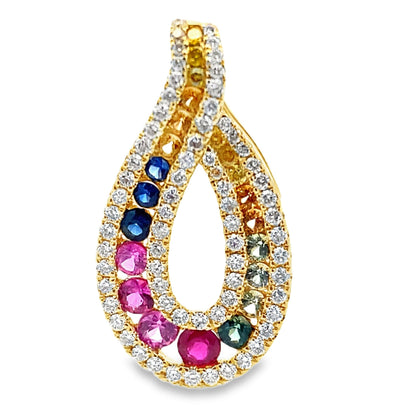 .91ct Multi Sapphire Fashion Pendants 14KT Yellow Gold Bids.com