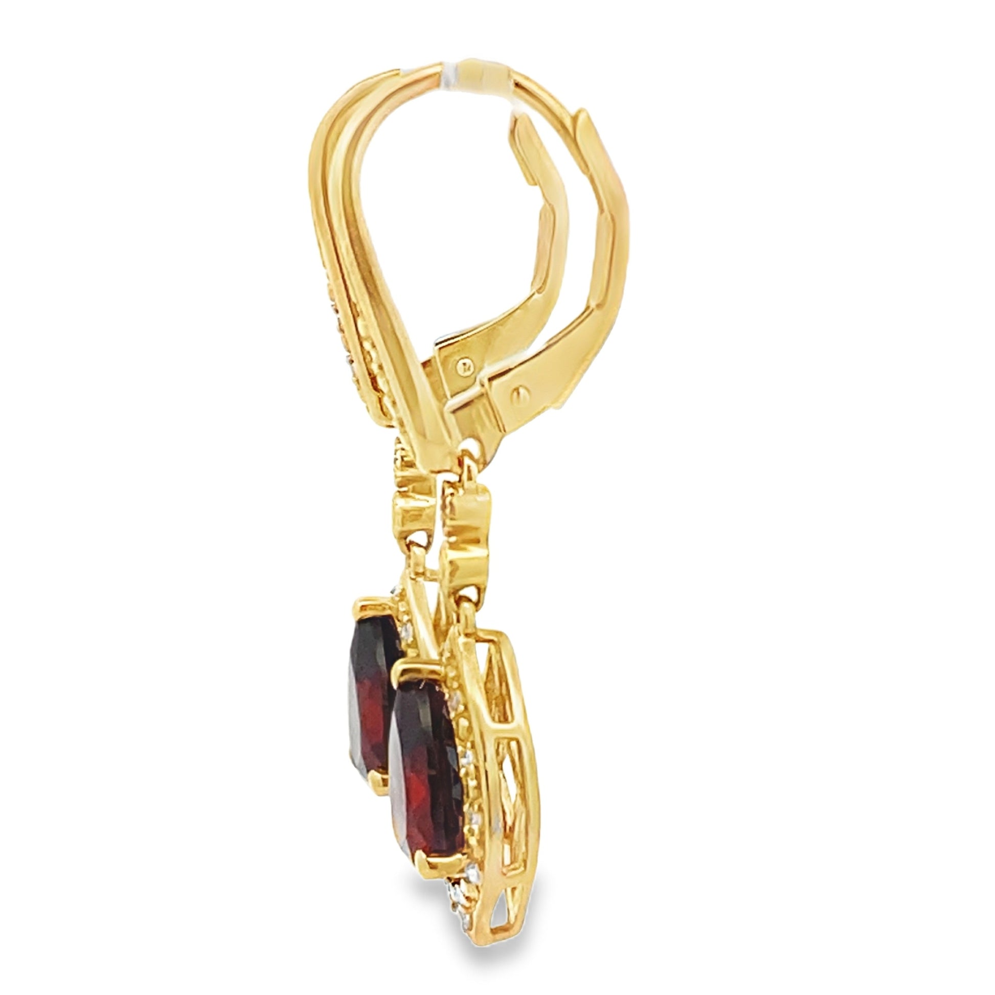 2.43ct Garnet Diamond Dangle Earrings 10KT Yellow Gold Bids.com