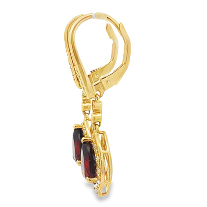2.43ct Garnet Diamond Dangle Earrings 10KT Yellow Gold Bids.com