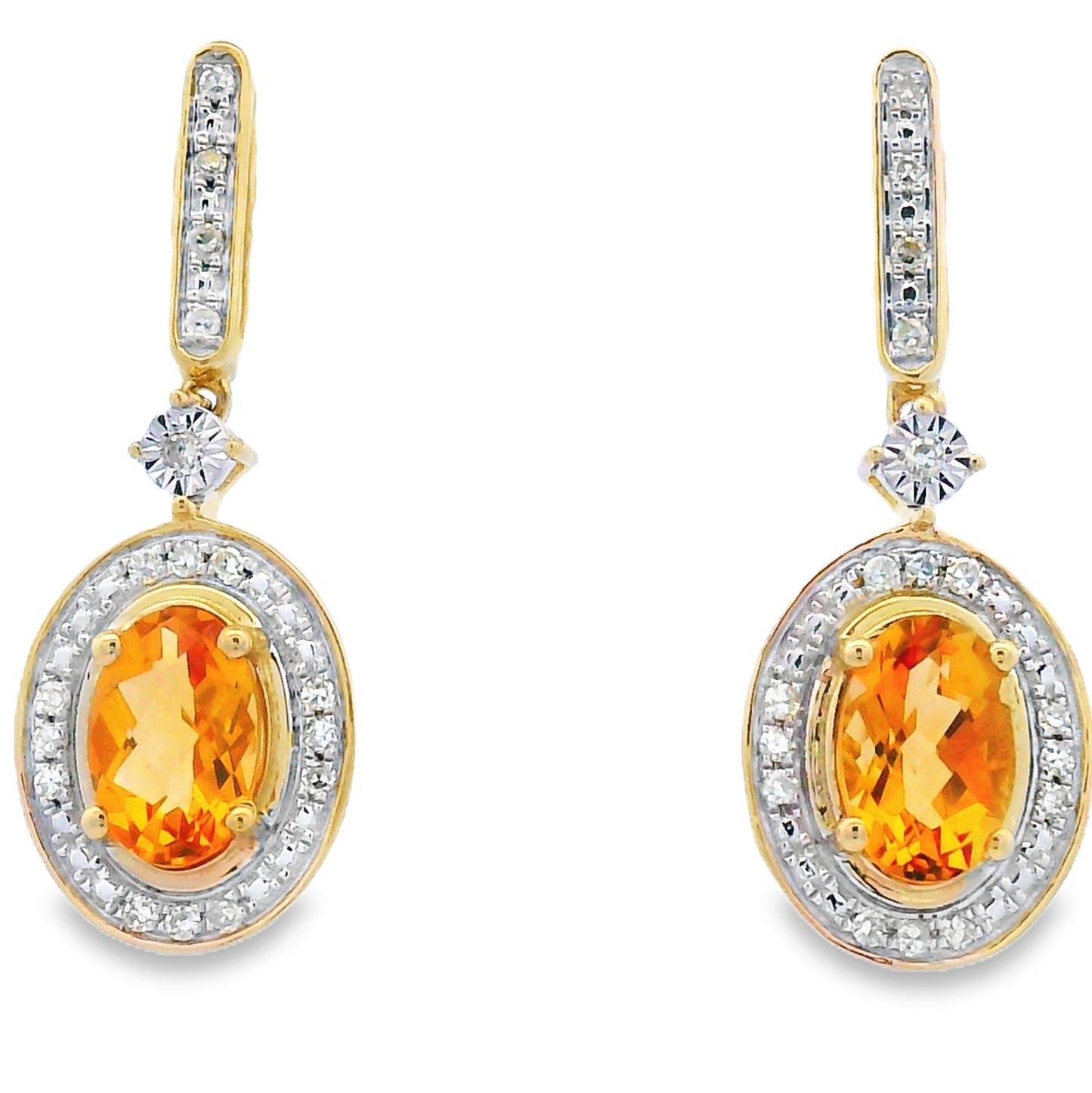 1.06ct Citrine Diamond Dangle Earrings 10KT Yellow Gold Bids.com