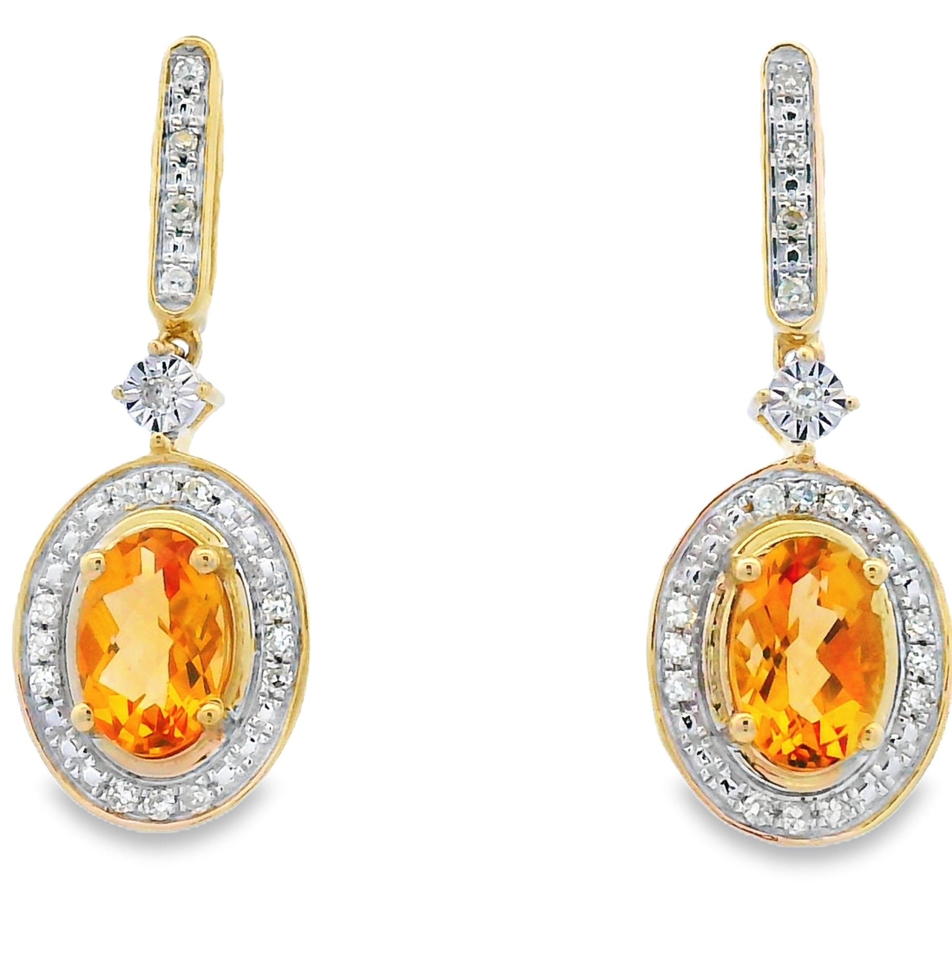 1.06ct Citrine Diamond Dangle Earrings 10KT Yellow Gold Bids.com