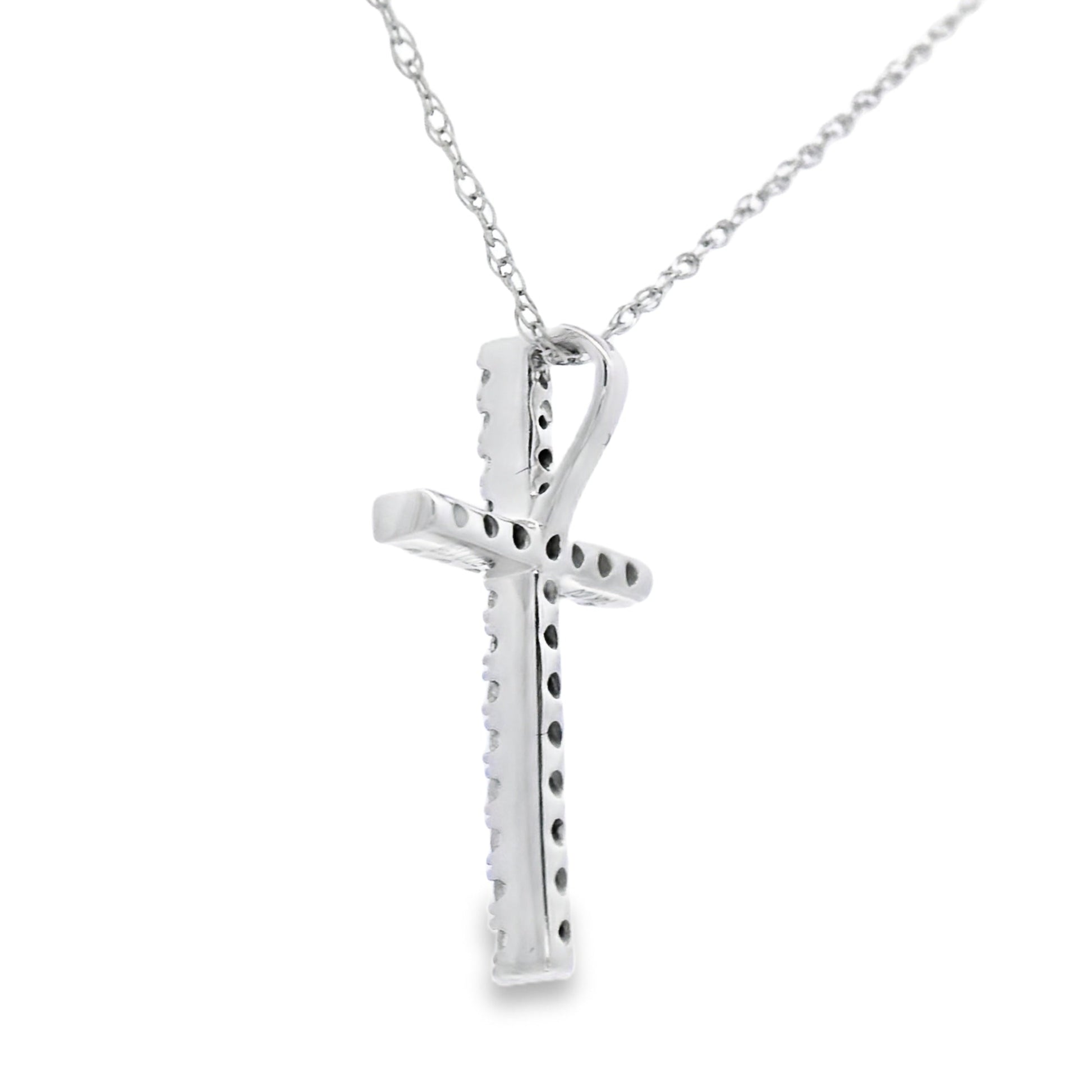 .13ct Diamond Cross Religious Pendant 14KT White Gold Bids.com