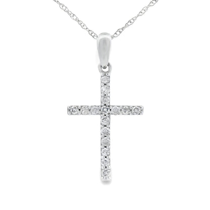.13ct Diamond Cross Religious Pendant 14KT White Gold Bids.com