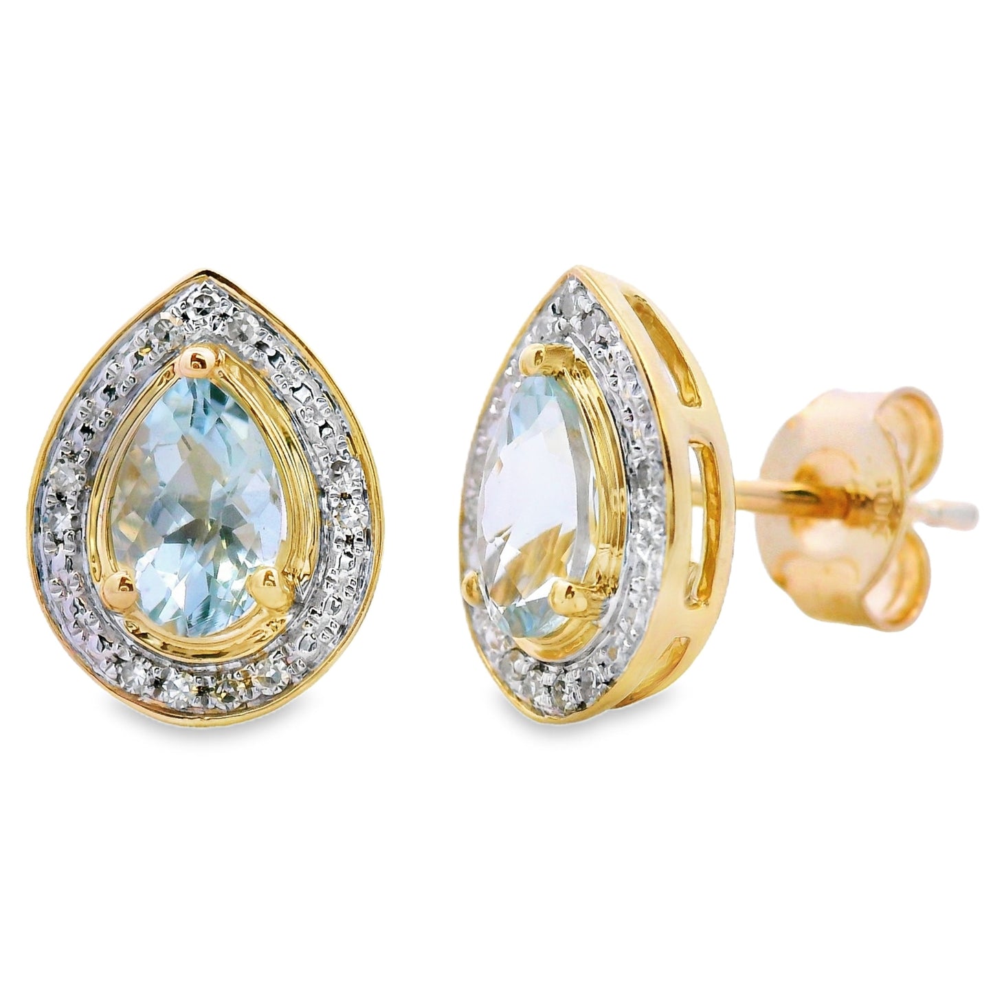 .79ct Aquamarine Diamond Stud Earrings 10KT Yellow Gold Bids.com