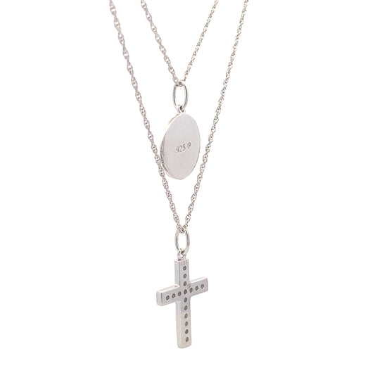 .20ct Diamond Cross Religious Pendant Sterling Silver Bids.com