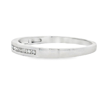 Genuine .11ct Diamond Wedding Band Ring 14KT White Gold Bids.com