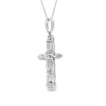 Opal Diamond Cross Religious Pendant 10KT White Gold Bids.com