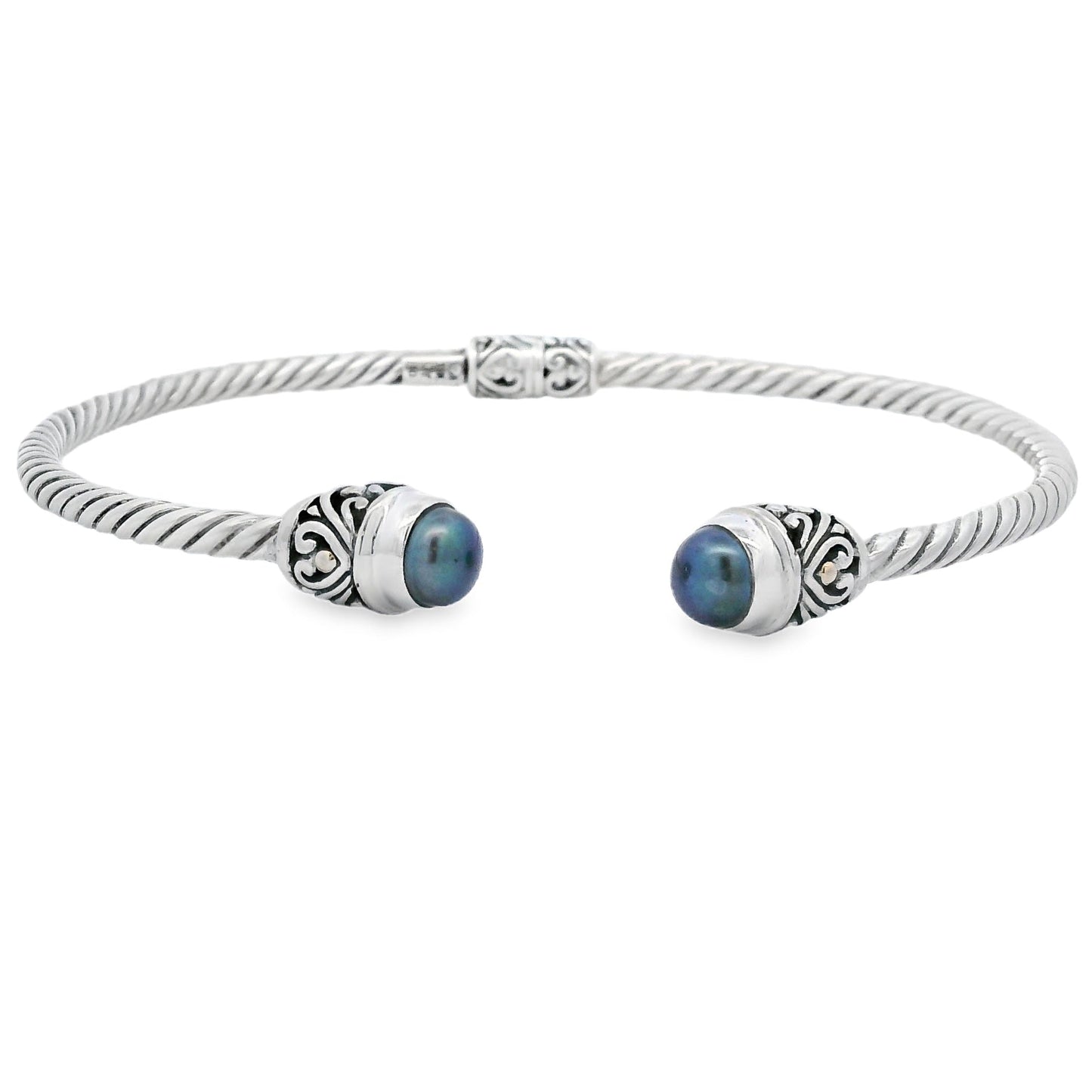 Pearl Bangle Bracelet Sterling Silver 18KT Gold Bids.com