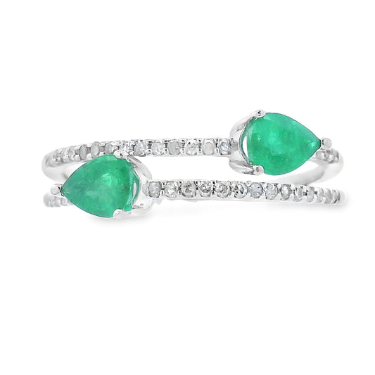 Natural .50ct Emerald Diamond Ring 14KT White Gold Bids.com