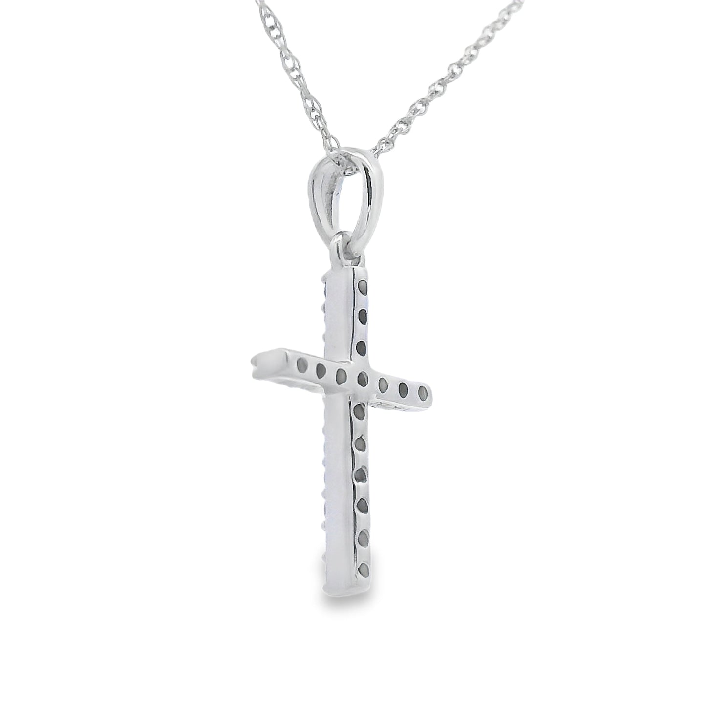 .11ct Diamond Cross Religious Pendant 14KT White Gold Bids.com