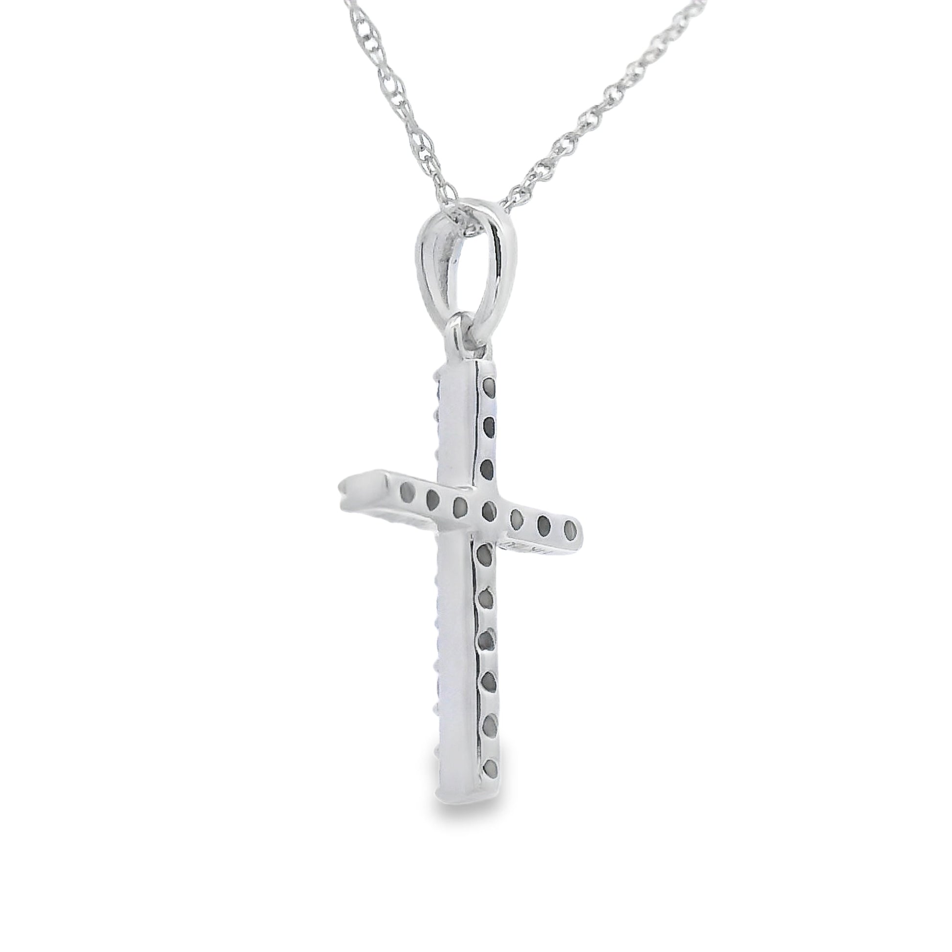 .11ct Diamond Cross Religious Pendant 14KT White Gold Bids.com