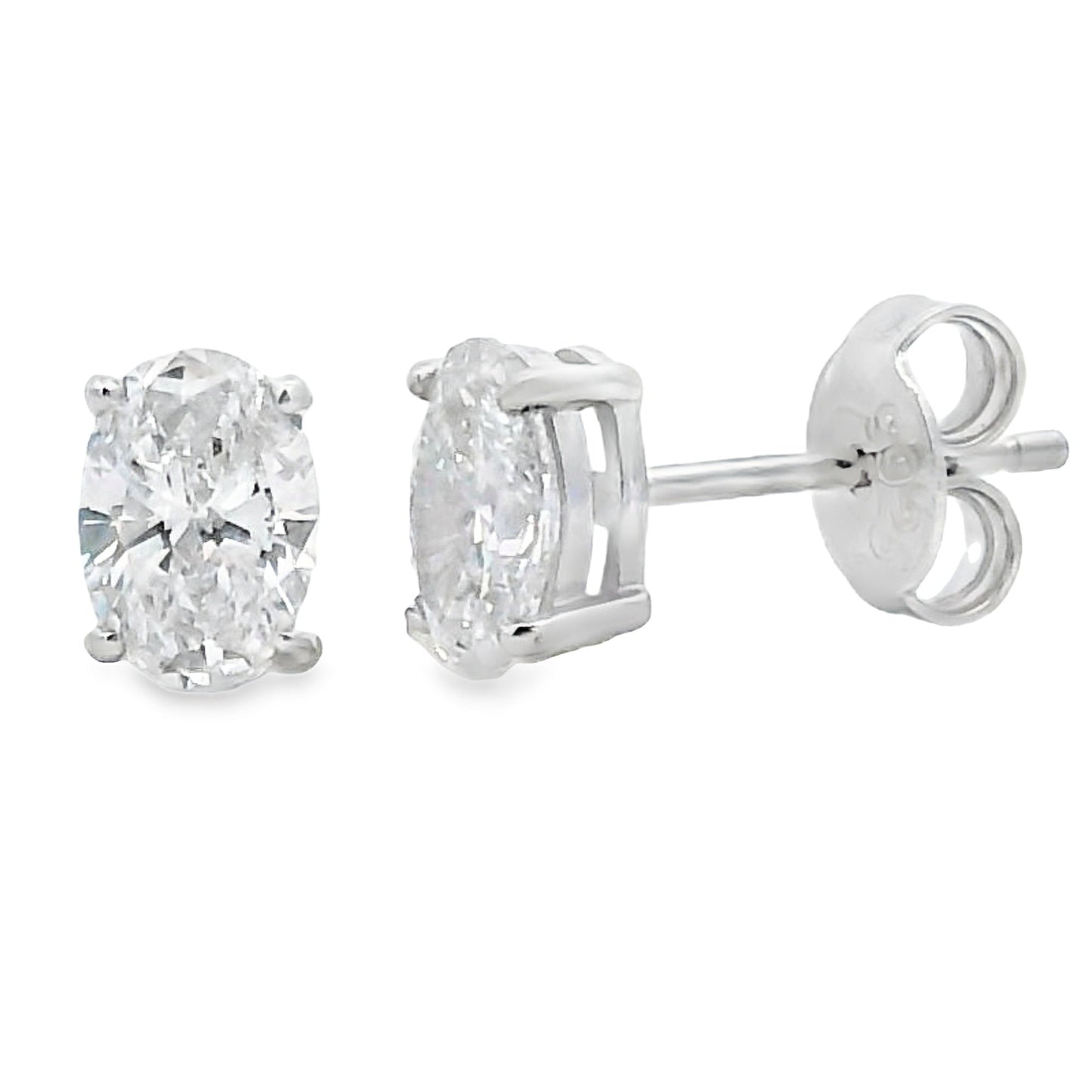 1.00ct Lab Grown Diamond Stud Earrings Sterling Silver Bids.com