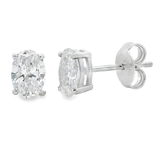 1.00ct Lab Grown Diamond Stud Earrings Sterling Silver Bids.com