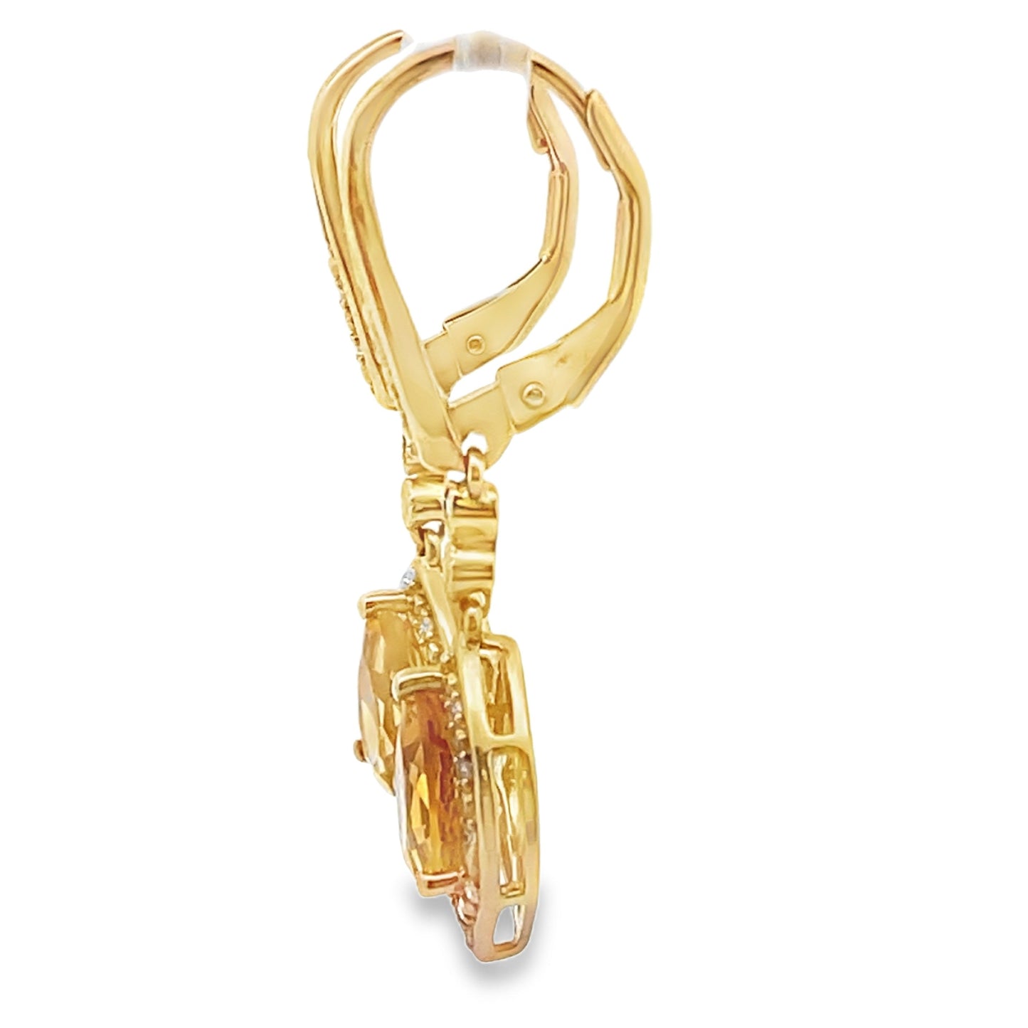 1.88ct Citrine Diamond Dangle Earrings 10KT Yellow Gold Bids.com