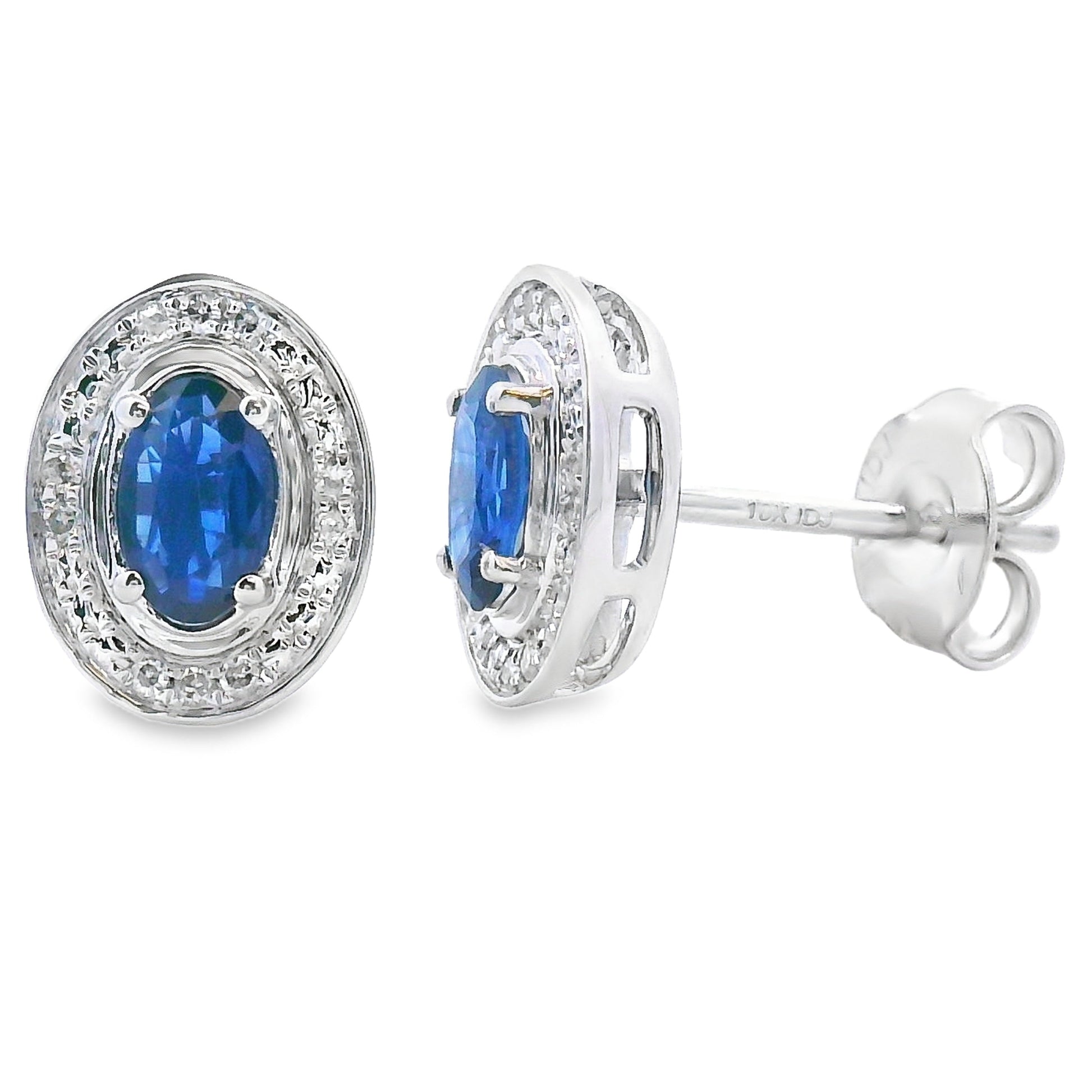 Natural .61ct Sapphire Diamond Earrings 10KT White Gold Bids.com