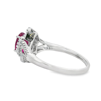 Natural 1.26ct Ruby Diamond Ring 14KT White Gold Bids.com