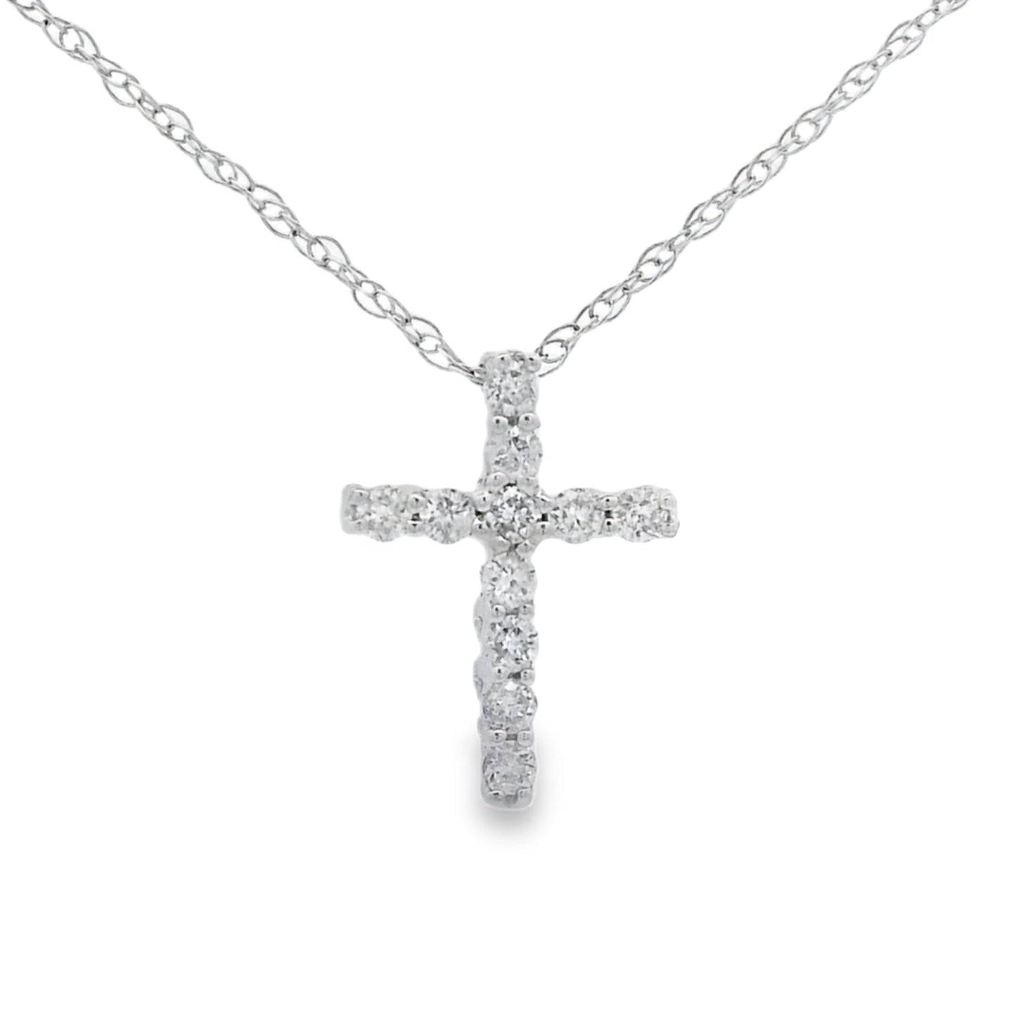 .12ct Diamond Cross Religious Pendant 10KT White Gold Bids.com