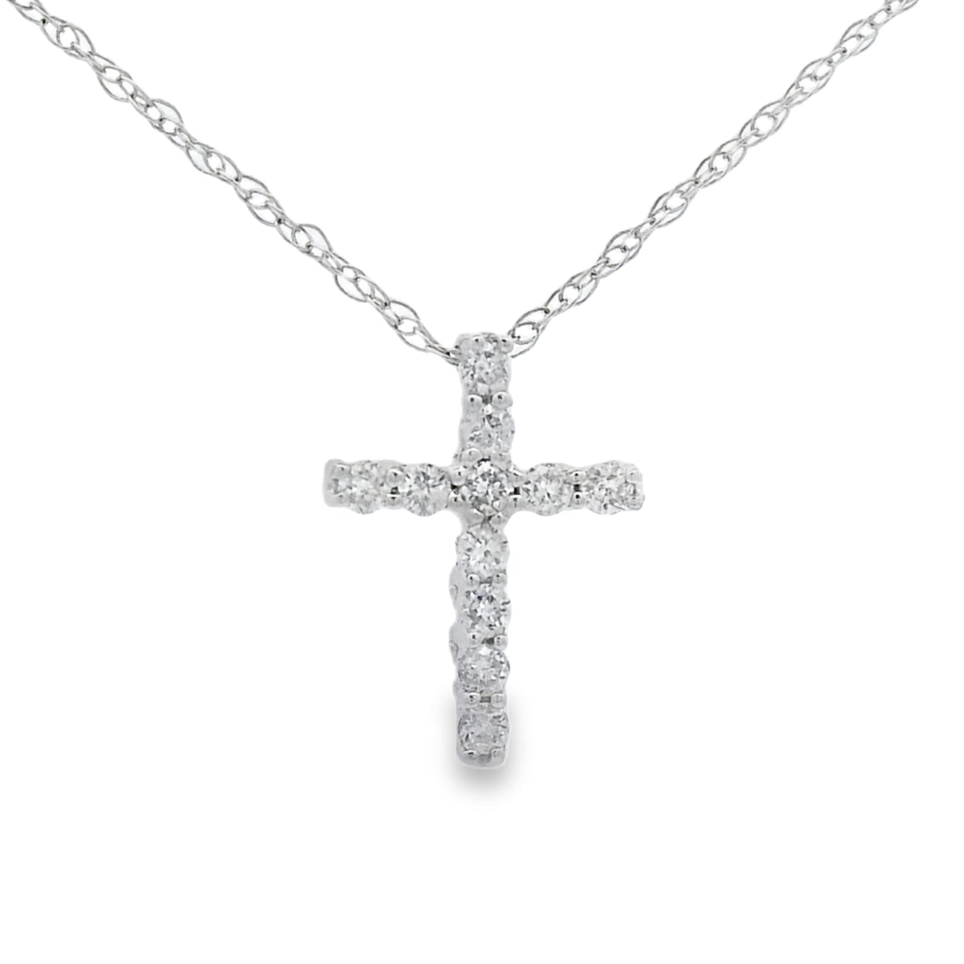 .12ct Diamond Cross Religious Pendant 10KT White Gold Bids.com