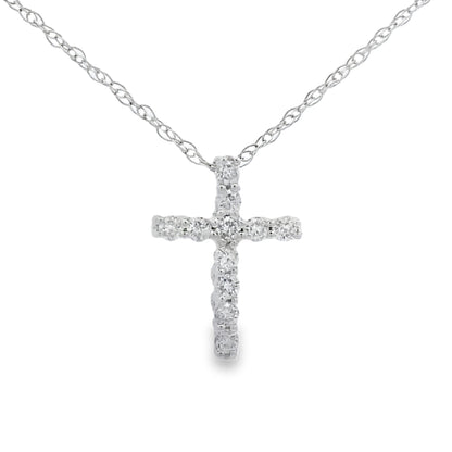 .12ct Diamond Cross Religious Pendant 10KT White Gold Bids.com