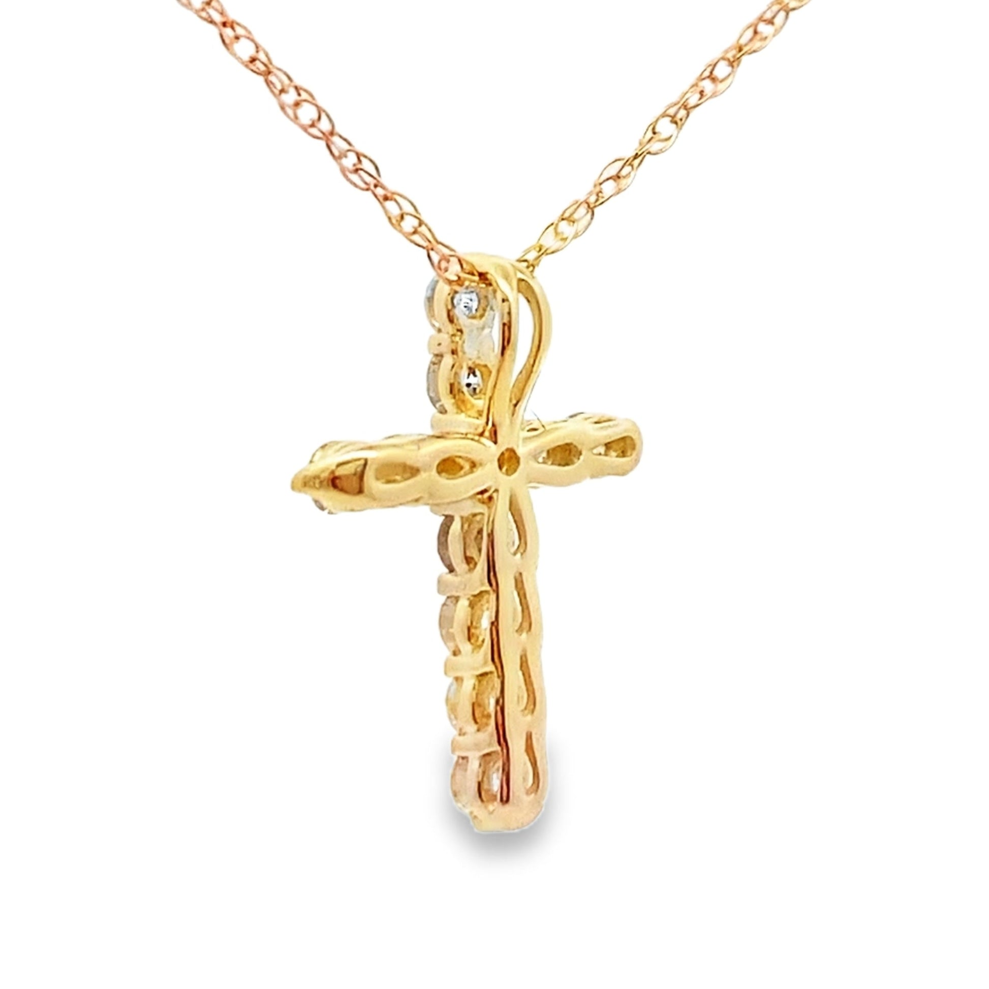 .19ct Diamond Cross Religious Pendant 14KT Yellow Gold Bids.com