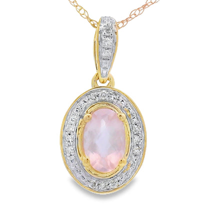 Rose Quartz Diamond Fashion Pendants 10KT Yellow Gold Bids.com