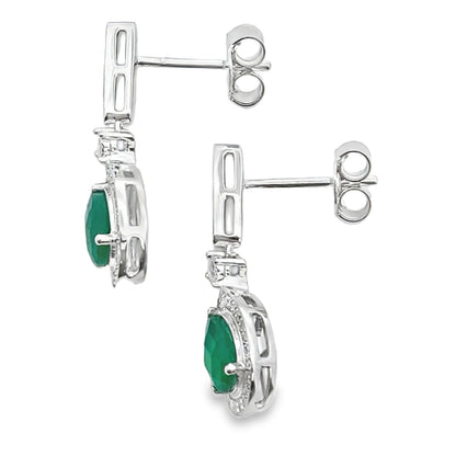 Chalcedony Diamond Dangle Earrings 10KT White Gold Bids.com