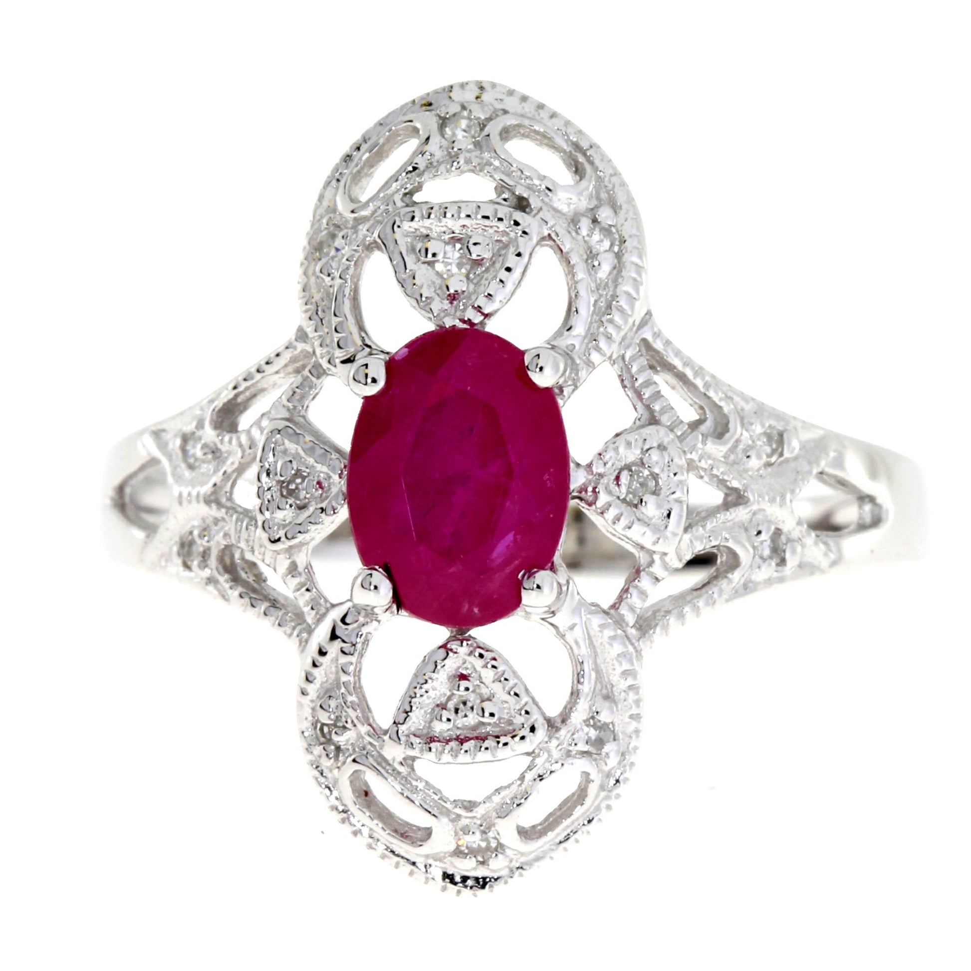 Natural 1.05ct Ruby Diamond Ring 10KT White Gold Bids.com