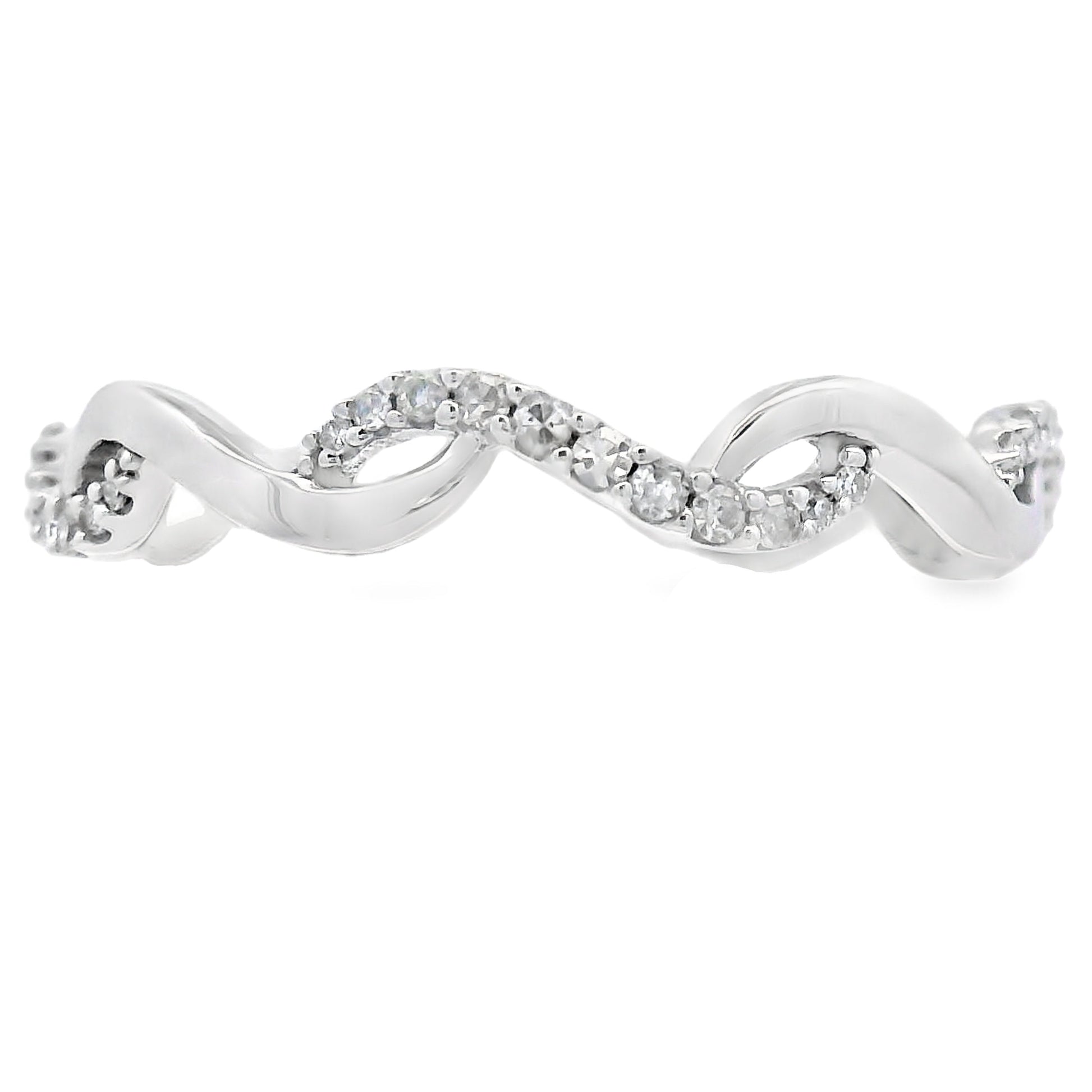 Genuine .17ct Diamond Wedding Band Ring 14KT White Gold Bids.com