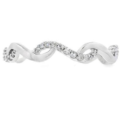 Genuine .17ct Diamond Wedding Band Ring 14KT White Gold Bids.com