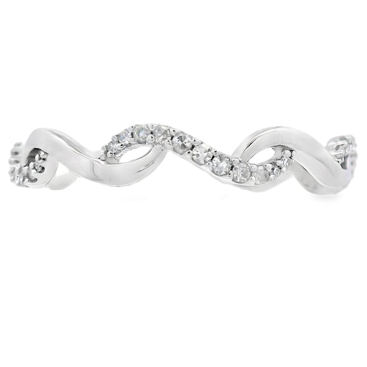 Genuine .17ct Diamond Wedding Band Ring 14KT White Gold Bids.com