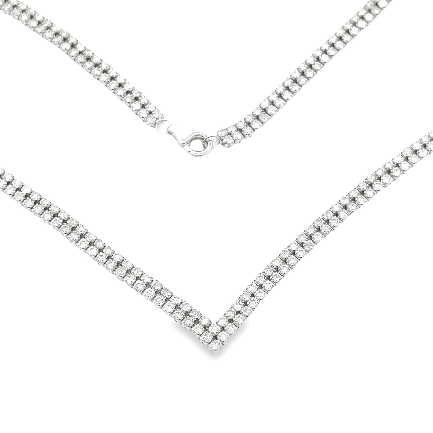 Natural 7.00ct Diamond Tennis Necklace 14KT White Gold Bids.com