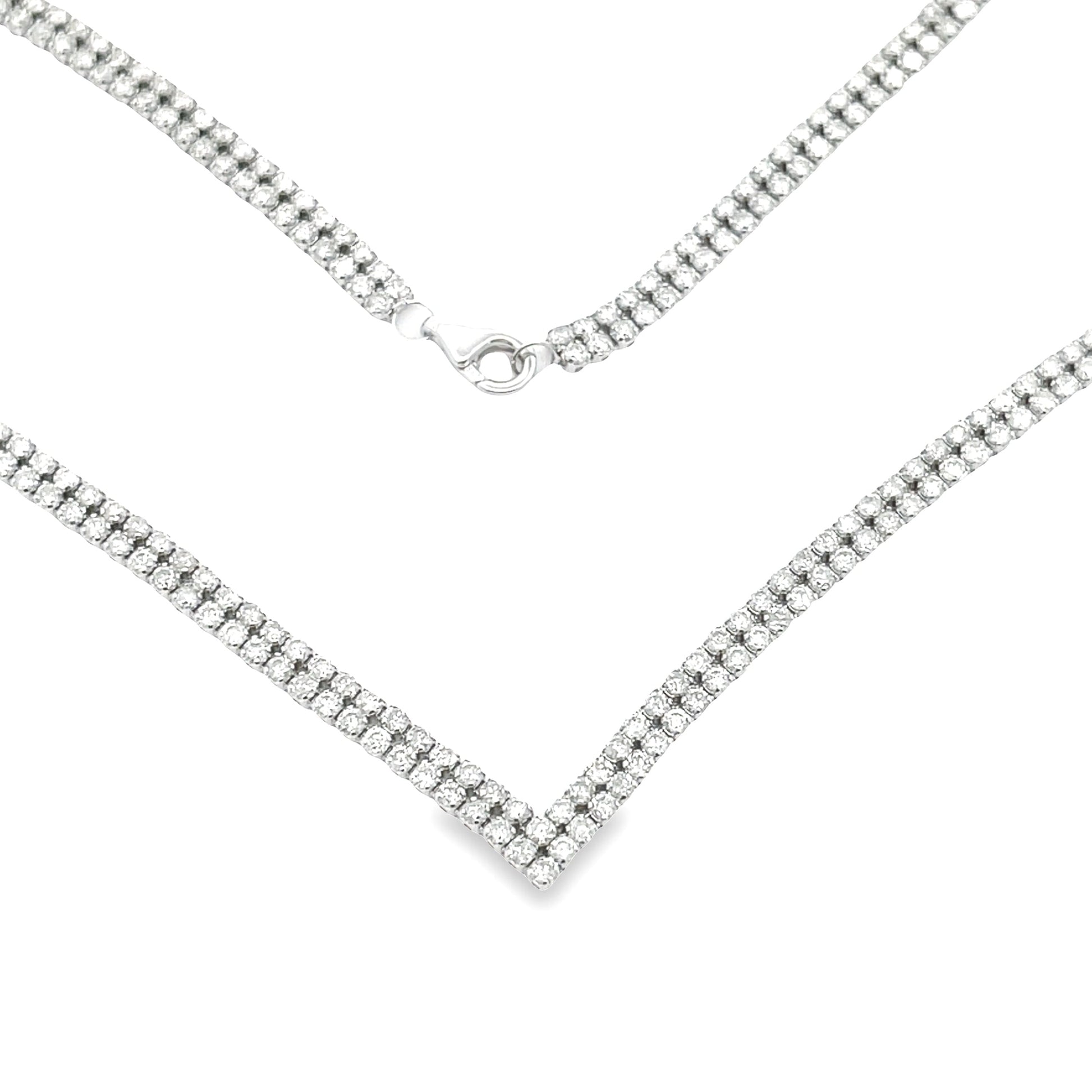 Natural 7.00ct Diamond Tennis Necklace 14KT White Gold Bids.com