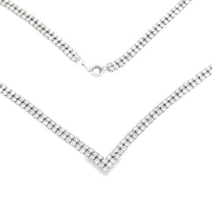 Natural 7.00ct Diamond Tennis Necklace 14KT White Gold Bids.com