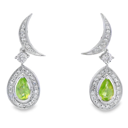 .52ct Peridot Diamond Dangle Earrings 10KT White Gold Bids.com