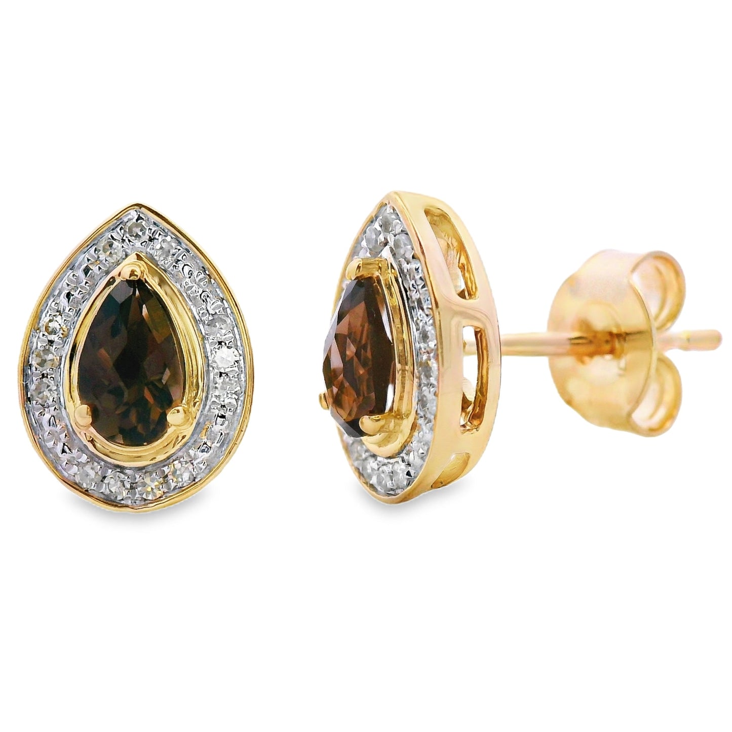 .50ct Quartz Diamond Stud Earrings 10KT Yellow Gold Bids.com