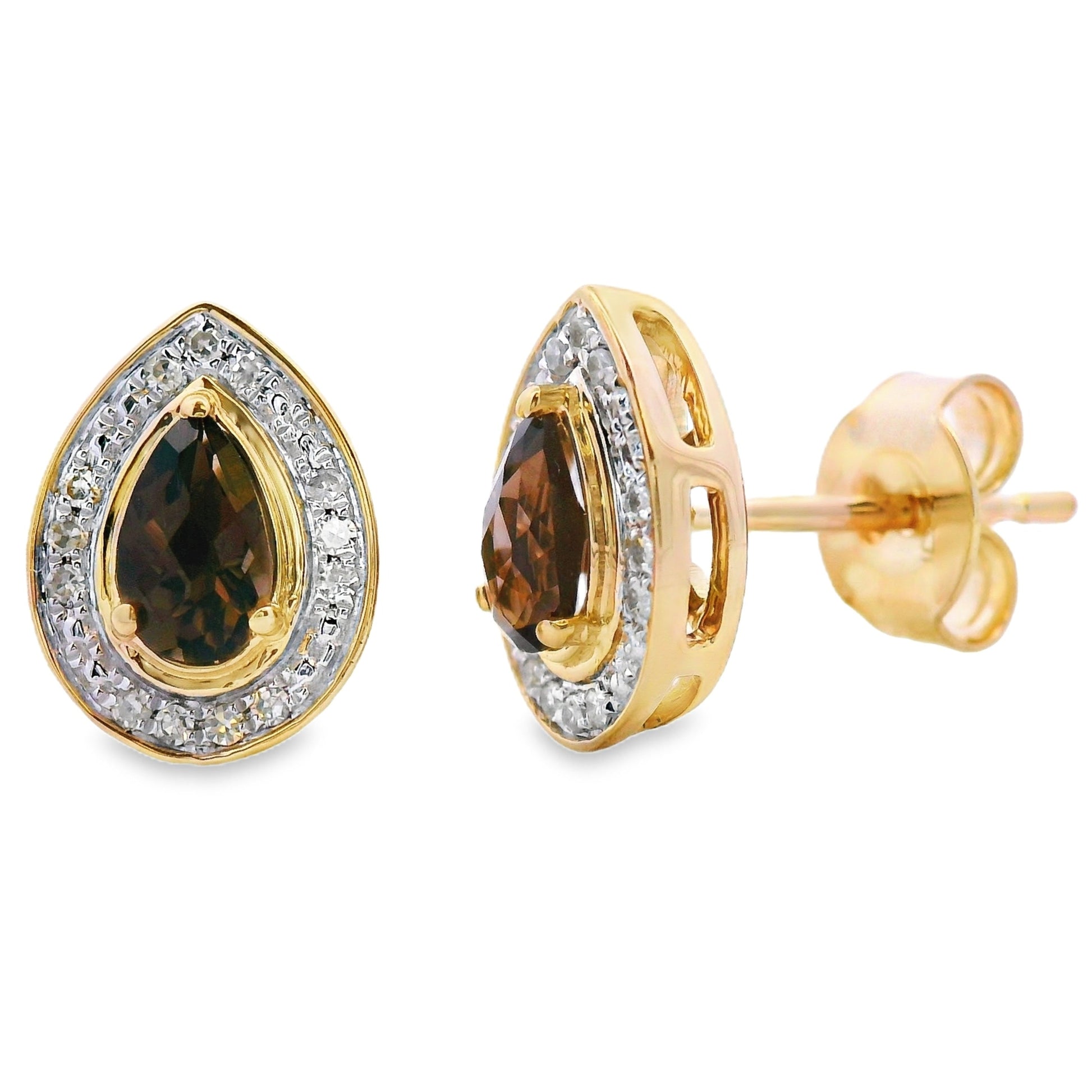 .50ct Quartz Diamond Stud Earrings 10KT Yellow Gold Bids.com
