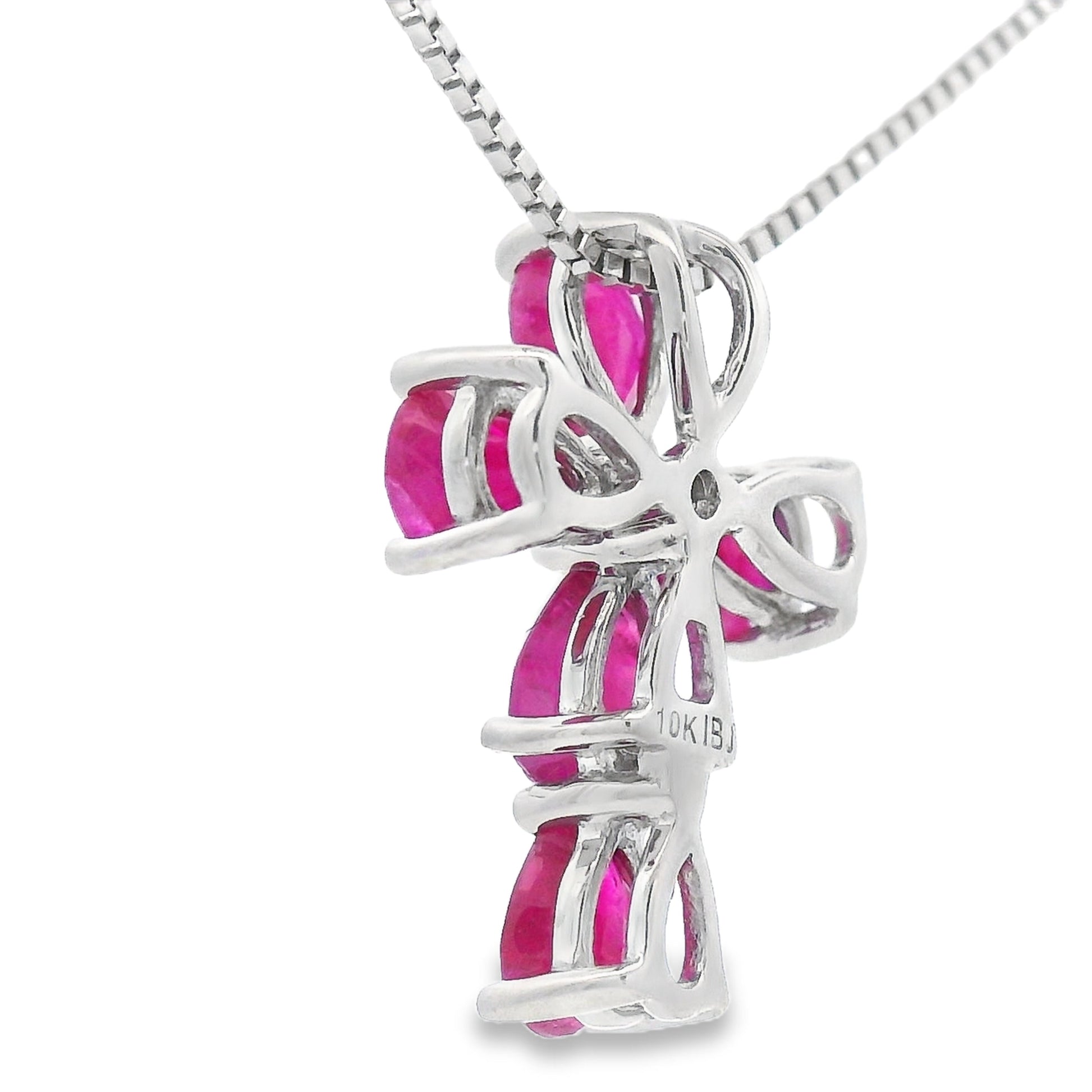 Ruby Diamond Cross Religious Pendant 10KT White Gold Bids.com