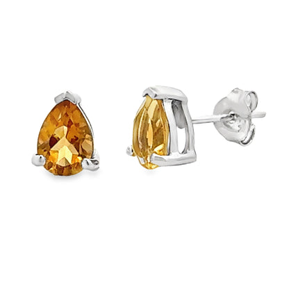 Genuine 1.27ct Citrine Stud Earrings 10KT White Gold Bids.com