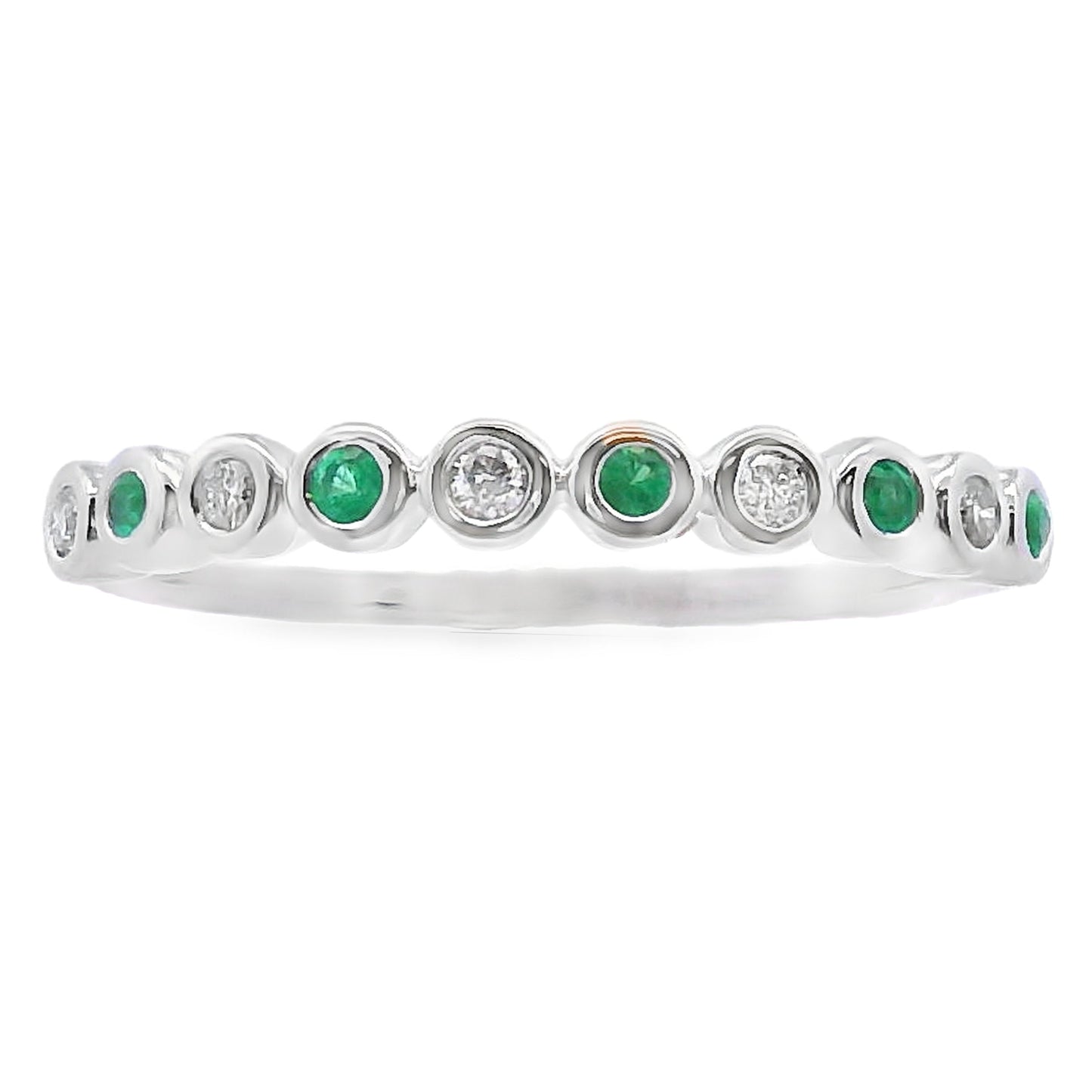 Emerald Diamond stackable band set 14KT White Gold Bids.com