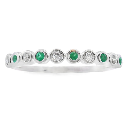 Emerald Diamond stackable band set 14KT White Gold Bids.com