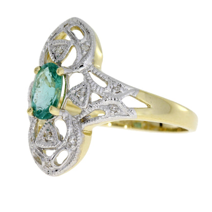 Natural .70ct Emerald Diamond Ring 10KT Yellow Gold Bids.com