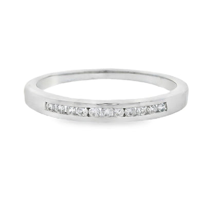 Genuine .11ct Diamond Wedding Band Ring 14KT White Gold Bids.com
