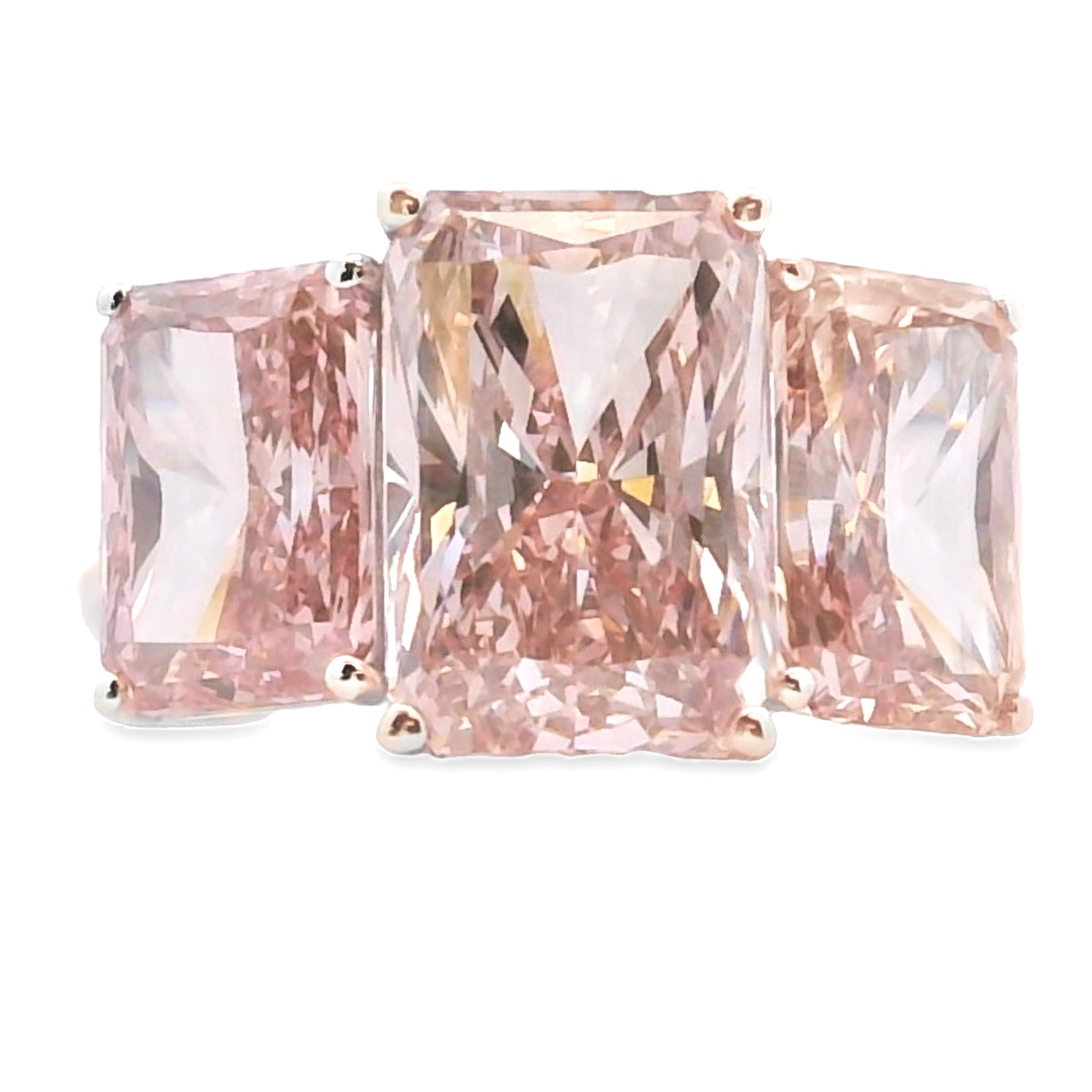 10.00ct Lab Grown Diamond 3 Stone Ring 14KT White Gold Bids.com