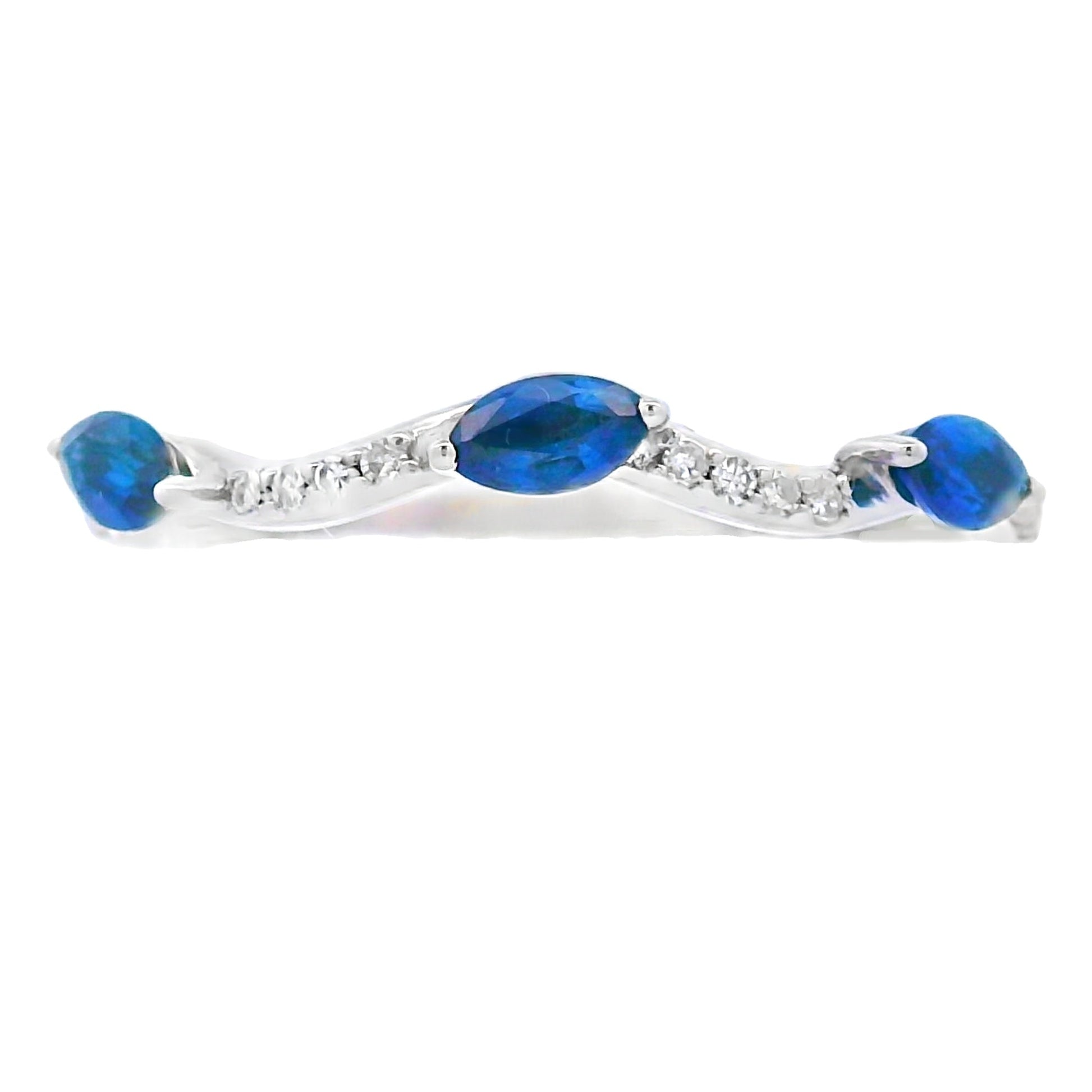 Sapphire Diamond stackable band set 14KT White Gold Bids.com