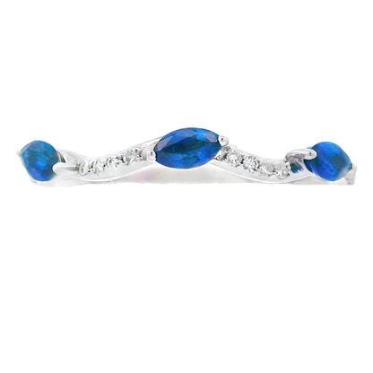 Sapphire Diamond stackable band set 14KT White Gold Bids.com