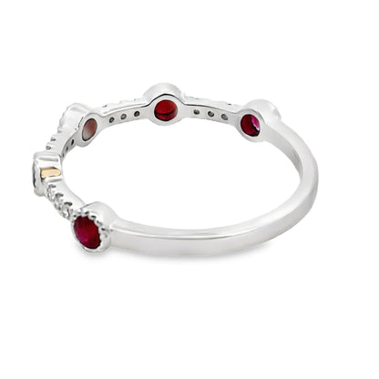 .46ct Ruby Diamond stackable band set 14KT White Gold Bids.com