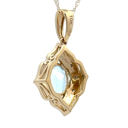 Aquamarine Diamond Fashion Pendants 10KT Yellow Gold Bids.com
