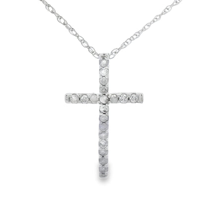 .10ct Diamond Cross Religious Pendant 14KT White Gold Bids.com
