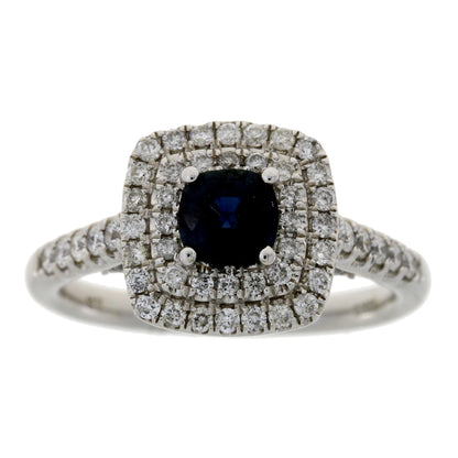 Natural 1.22ct Sapphire Diamond Ring 14KT White Gold Bids.com