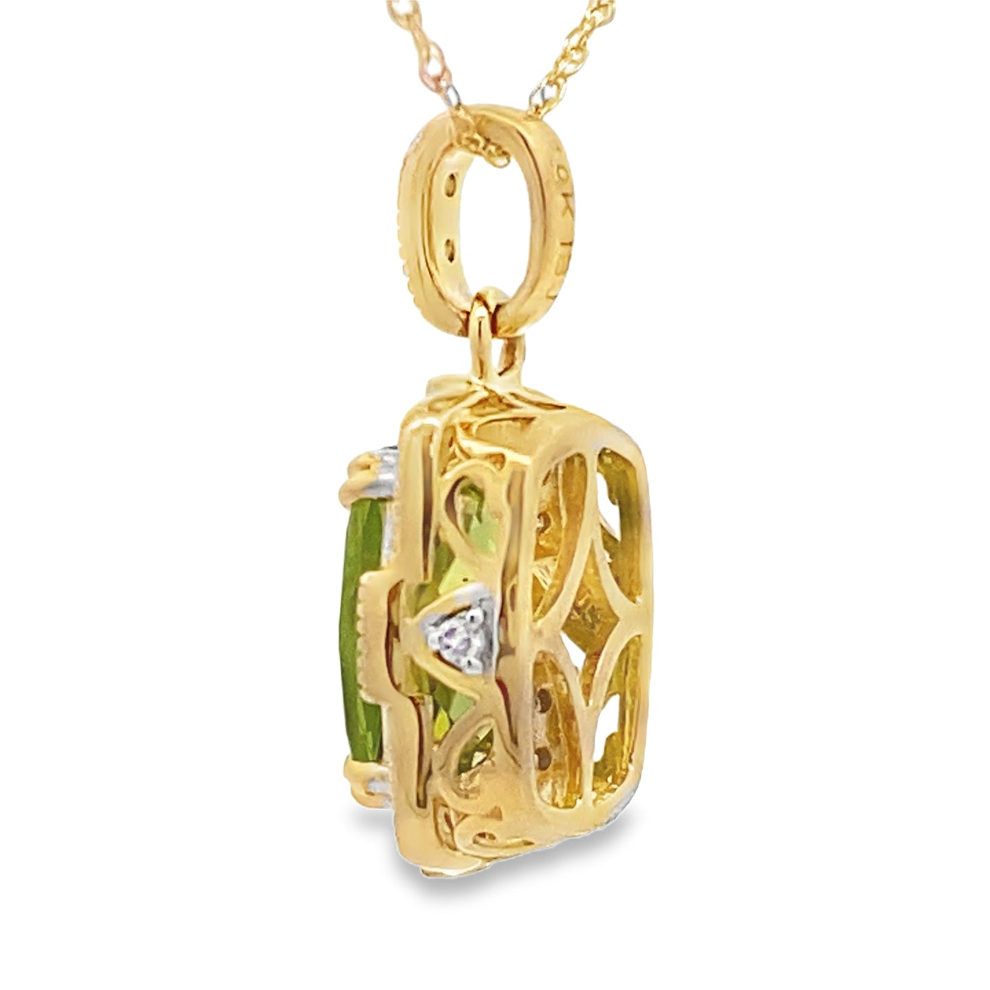 Peridot Diamond Fashion Pendants 10KT Yellow Gold Bids.com